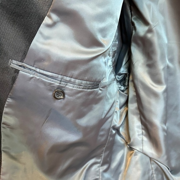 CHAPS RALPH LAUREN Men's Herringbone Velvet Single-Breasted Blazer Charcoal - Picture 4 of 8